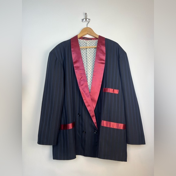 Vintage Other - Vintage 80s “After Eights” Double Breasted Striped Evening Jacket Britain